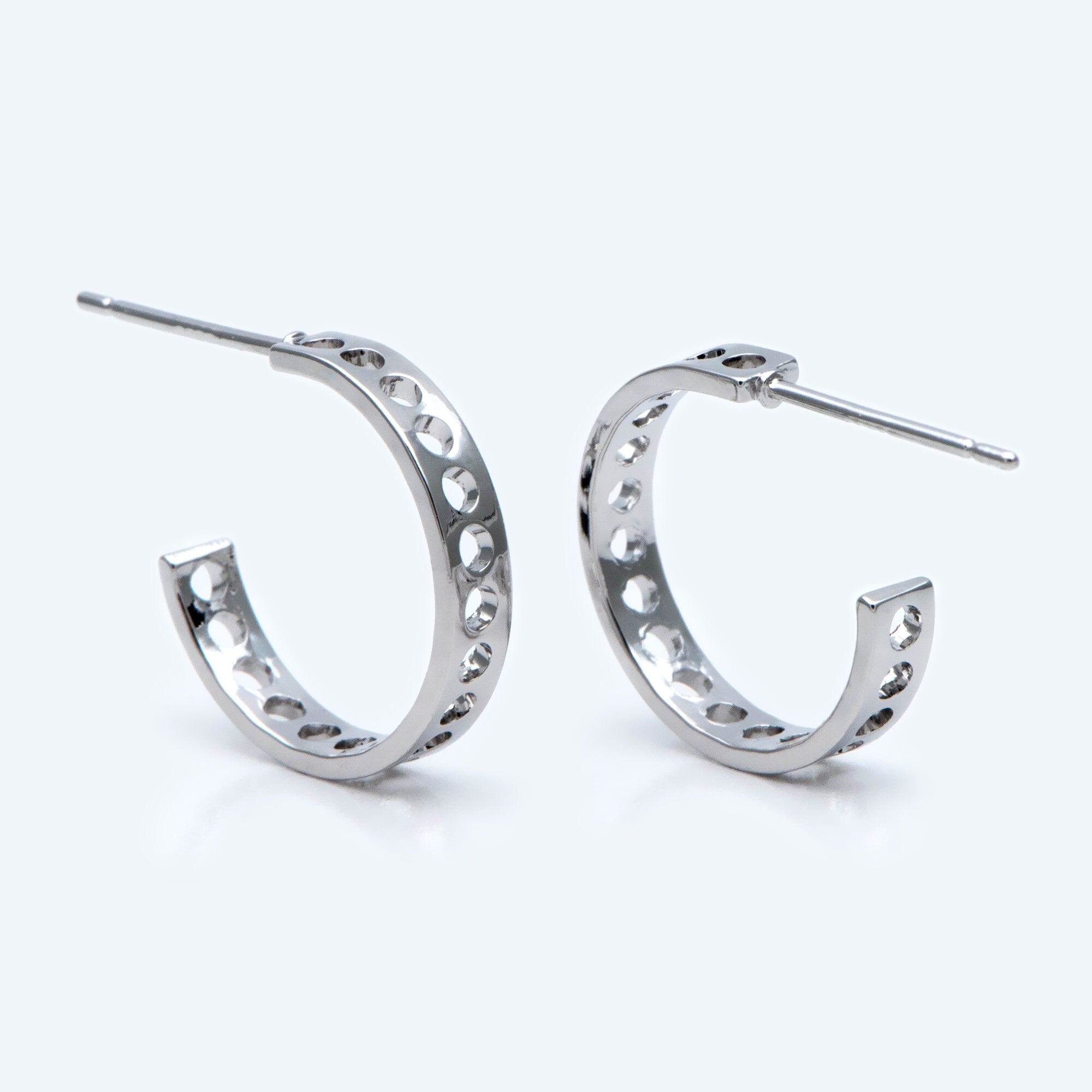 10pcs Gold plated Brass Earring Posts 16/26mm, Geometric Circle Stud Earring with Multi Holes (GB-524)